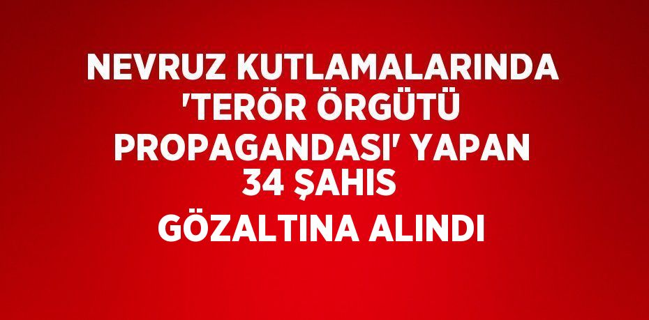 NEVRUZ KUTLAMALARINDA 'TERÖR ÖRGÜTÜ PROPAGANDASI' YAPAN 34 ŞAHIS GÖZALTINA ALINDI