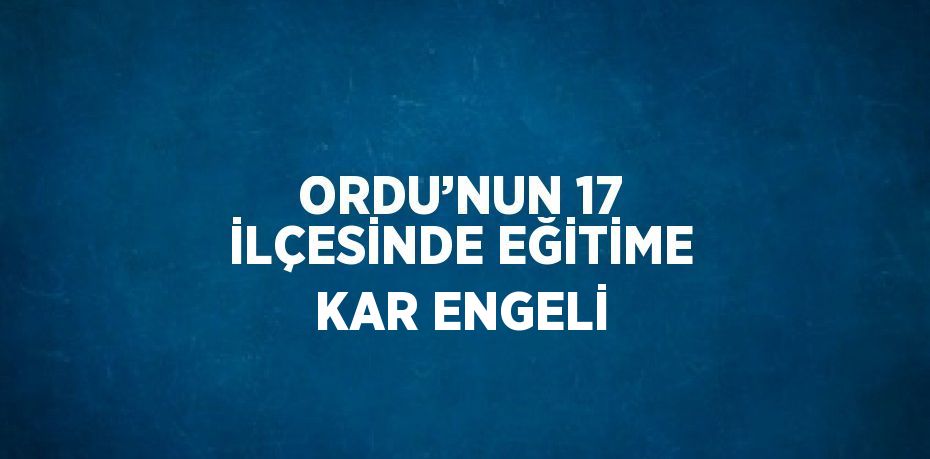 ORDU’NUN 17 İLÇESİNDE EĞİTİME KAR ENGELİ