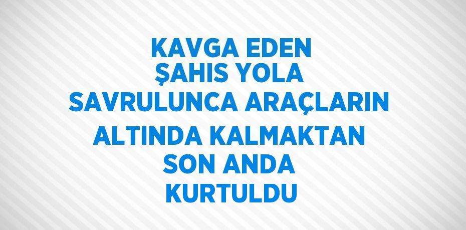 KAVGA EDEN ŞAHIS YOLA SAVRULUNCA ARAÇLARIN ALTINDA KALMAKTAN SON ANDA KURTULDU