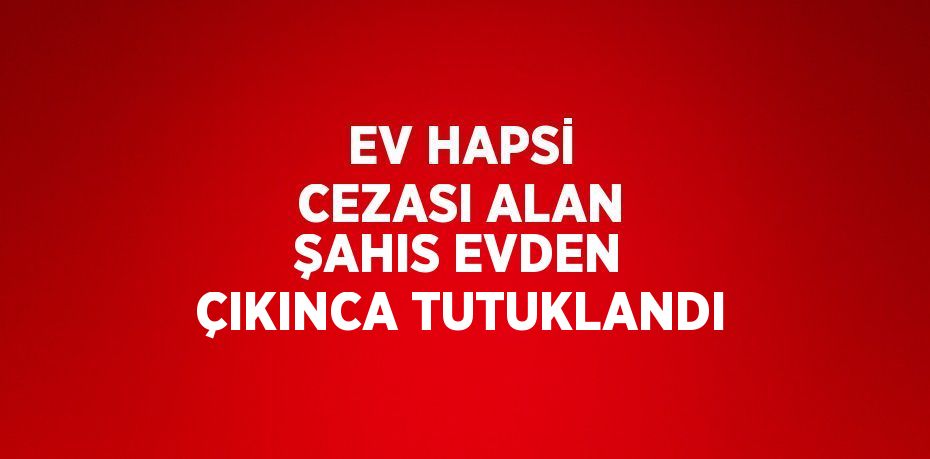 EV HAPSİ CEZASI ALAN ŞAHIS EVDEN ÇIKINCA TUTUKLANDI