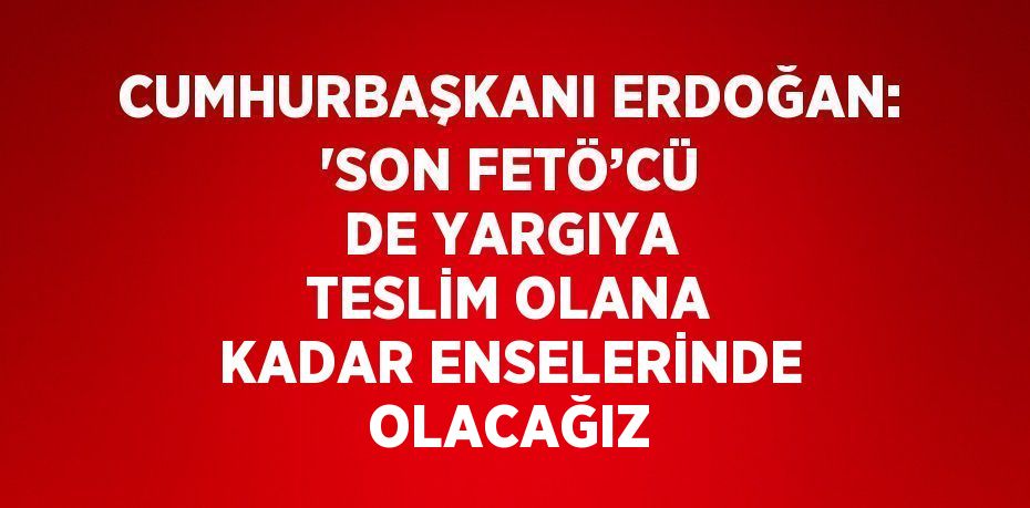 CUMHURBAŞKANI ERDOĞAN: 'SON FETÖ’CÜ DE YARGIYA TESLİM OLANA KADAR ENSELERİNDE OLACAĞIZ