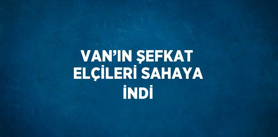 VAN’IN ŞEFKAT ELÇİLERİ SAHAYA İNDİ