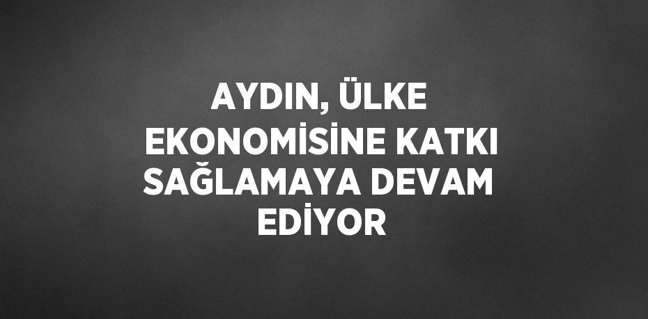 AYDIN, ÜLKE EKONOMİSİNE KATKI SAĞLAMAYA DEVAM EDİYOR