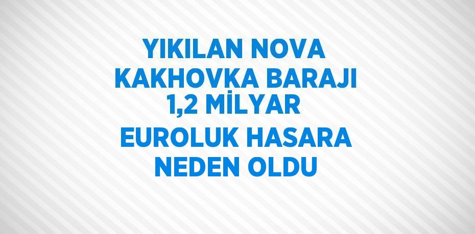 YIKILAN NOVA KAKHOVKA BARAJI 1,2 MİLYAR EUROLUK HASARA NEDEN OLDU