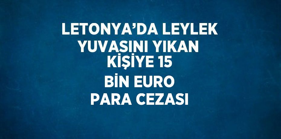 LETONYA’DA LEYLEK YUVASINI YIKAN KİŞİYE 15 BİN EURO PARA CEZASI