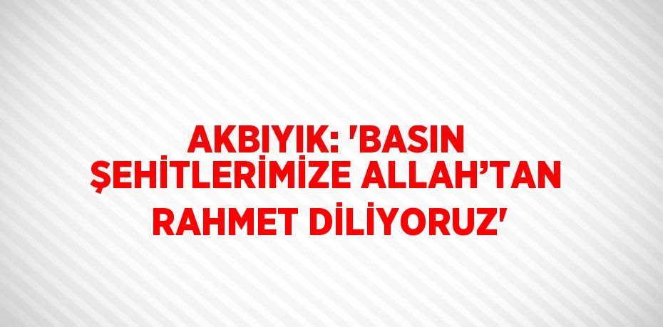 AKBIYIK: 'BASIN ŞEHİTLERİMİZE ALLAH’TAN RAHMET DİLİYORUZ'