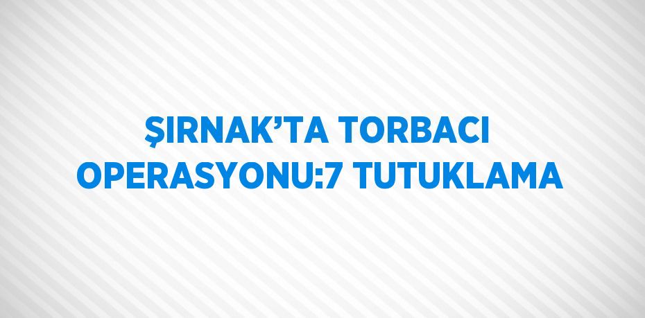 ŞIRNAK’TA TORBACI OPERASYONU:7 TUTUKLAMA