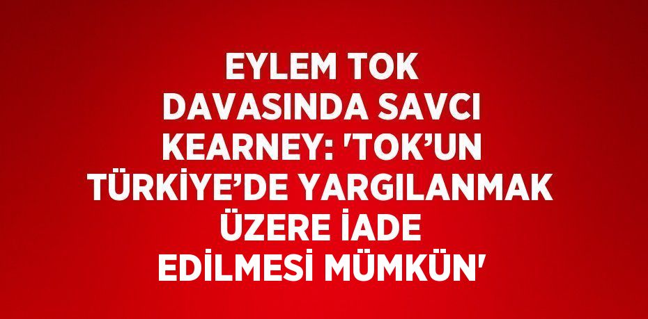 EYLEM TOK DAVASINDA SAVCI KEARNEY: 'TOK’UN TÜRKİYE’DE YARGILANMAK ÜZERE İADE EDİLMESİ MÜMKÜN'