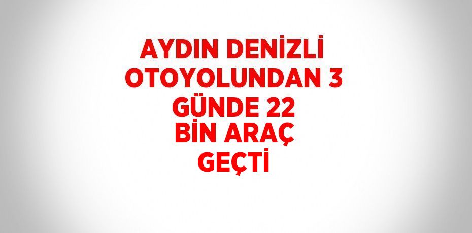 AYDIN DENİZLİ OTOYOLUNDAN 3 GÜNDE 22 BİN ARAÇ GEÇTİ