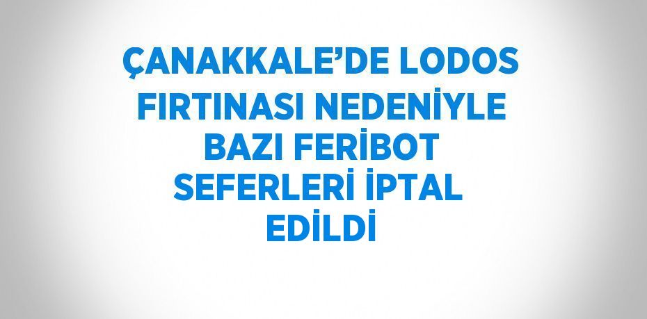 ÇANAKKALE’DE LODOS FIRTINASI NEDENİYLE BAZI FERİBOT SEFERLERİ İPTAL EDİLDİ