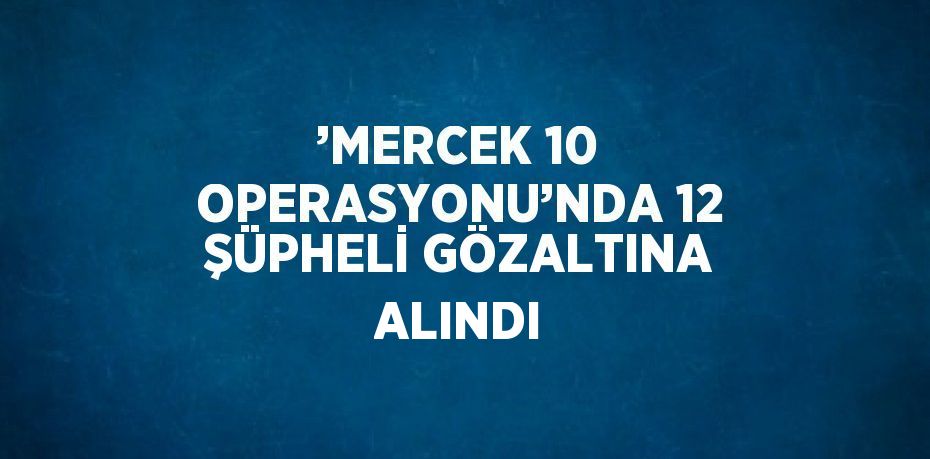 ’MERCEK 10 OPERASYONU’NDA 12 ŞÜPHELİ GÖZALTINA ALINDI