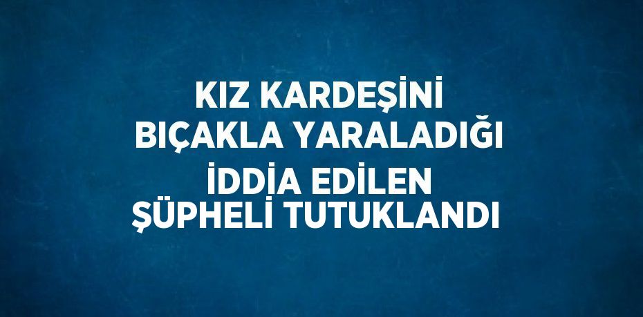 KIZ KARDEŞİNİ BIÇAKLA YARALADIĞI İDDİA EDİLEN ŞÜPHELİ TUTUKLANDI