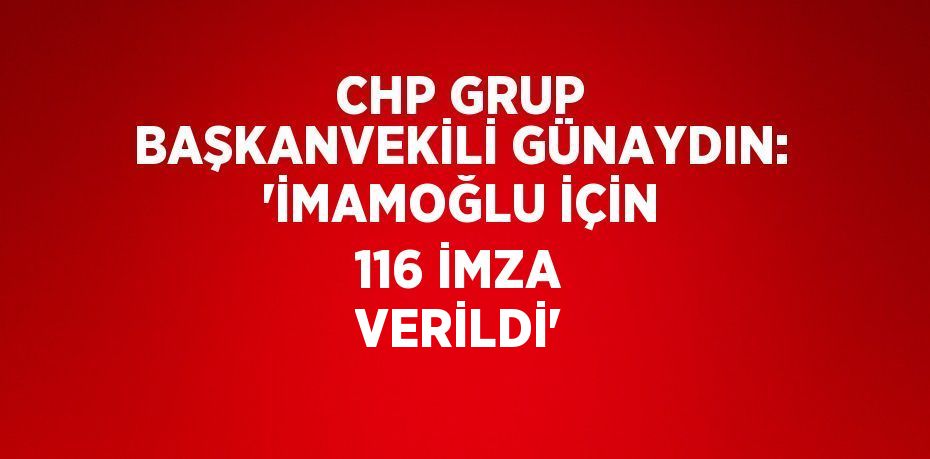 CHP GRUP BAŞKANVEKİLİ GÜNAYDIN: 'İMAMOĞLU İÇİN 116 İMZA VERİLDİ'