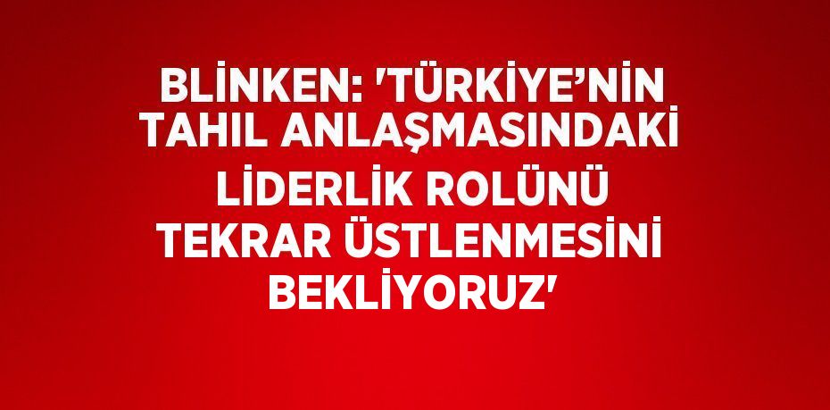 BLİNKEN: 'TÜRKİYE’NİN TAHIL ANLAŞMASINDAKİ LİDERLİK ROLÜNÜ TEKRAR ÜSTLENMESİNİ BEKLİYORUZ'