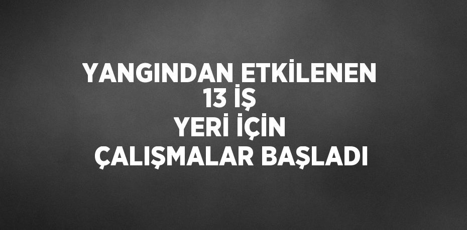 YANGINDAN ETKİLENEN 13 İŞ YERİ İÇİN ÇALIŞMALAR BAŞLADI