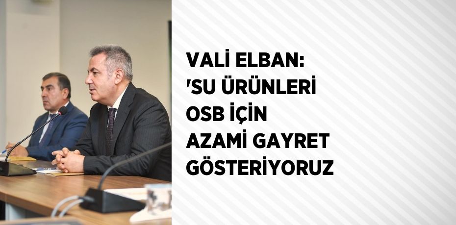 VALİ ELBAN: 'SU ÜRÜNLERİ OSB İÇİN AZAMİ GAYRET GÖSTERİYORUZ