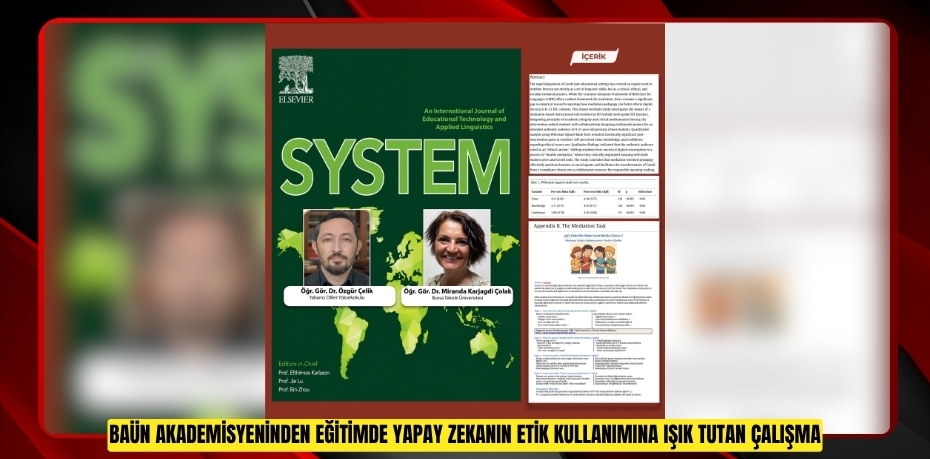 BAÜN AKADEMİSYENİNDEN EĞİTİMDE YAPAY ZEKANIN ETİK KULLANIMINA IŞIK TUTAN ÇALIŞMA