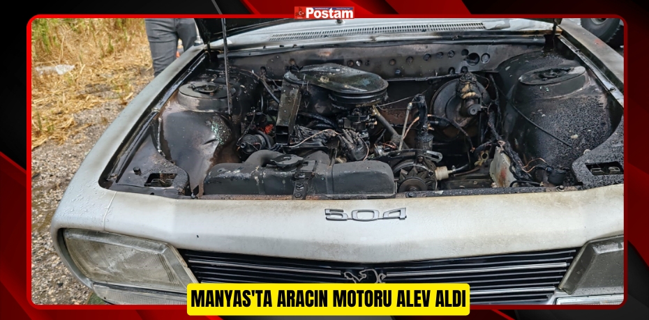 Manyas'ta aracın motoru alev aldı