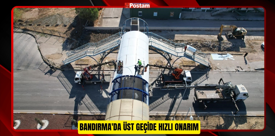 Bandırma'da üst geçide hızlı onarım  