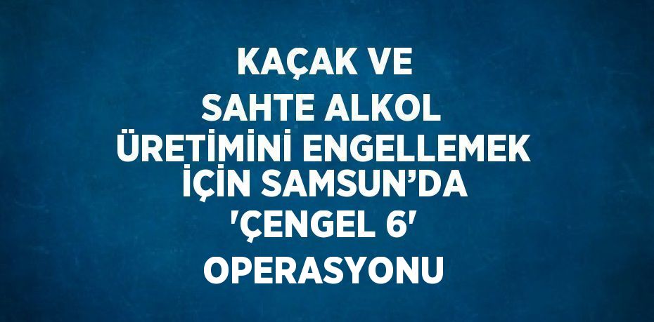 KAÇAK VE SAHTE ALKOL ÜRETİMİNİ ENGELLEMEK İÇİN SAMSUN’DA 'ÇENGEL 6' OPERASYONU