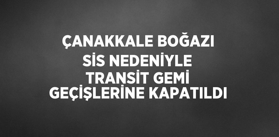 ÇANAKKALE BOĞAZI SİS NEDENİYLE TRANSİT GEMİ GEÇİŞLERİNE KAPATILDI