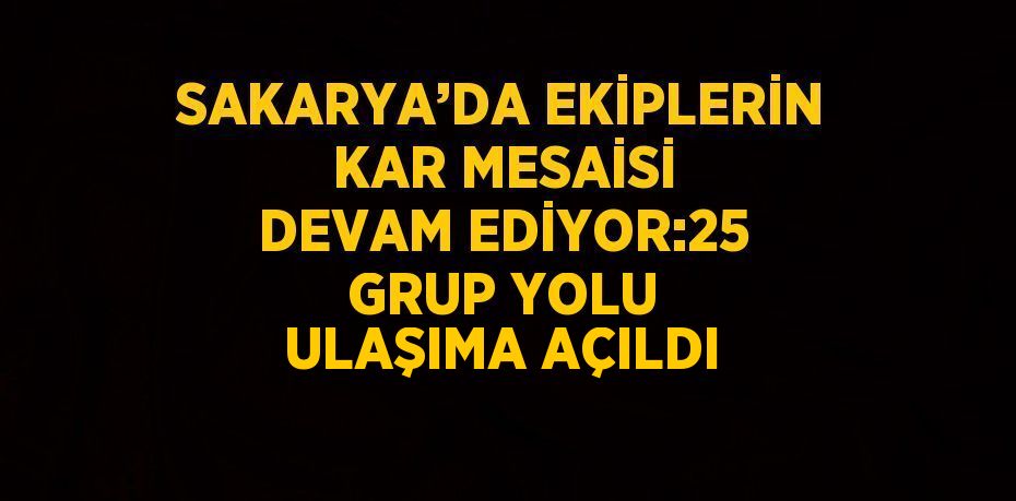 SAKARYA’DA EKİPLERİN KAR MESAİSİ DEVAM EDİYOR:25 GRUP YOLU ULAŞIMA AÇILDI