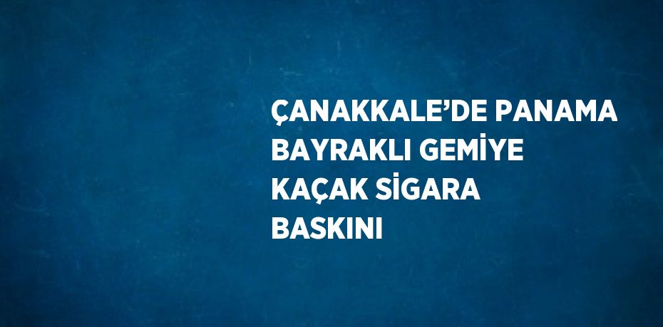 ÇANAKKALE’DE PANAMA BAYRAKLI GEMİYE KAÇAK SİGARA BASKINI