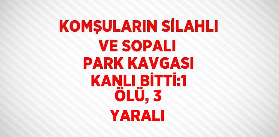 KOMŞULARIN SİLAHLI VE SOPALI PARK KAVGASI KANLI BİTTİ:1 ÖLÜ, 3 YARALI