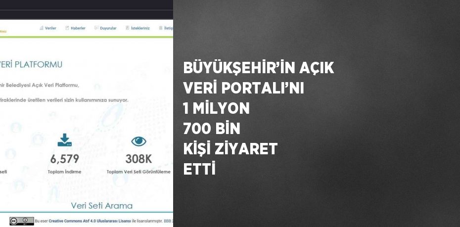 BÜYÜKŞEHİR’İN AÇIK VERİ PORTALI’NI 1 MİLYON 700 BİN KİŞİ ZİYARET ETTİ