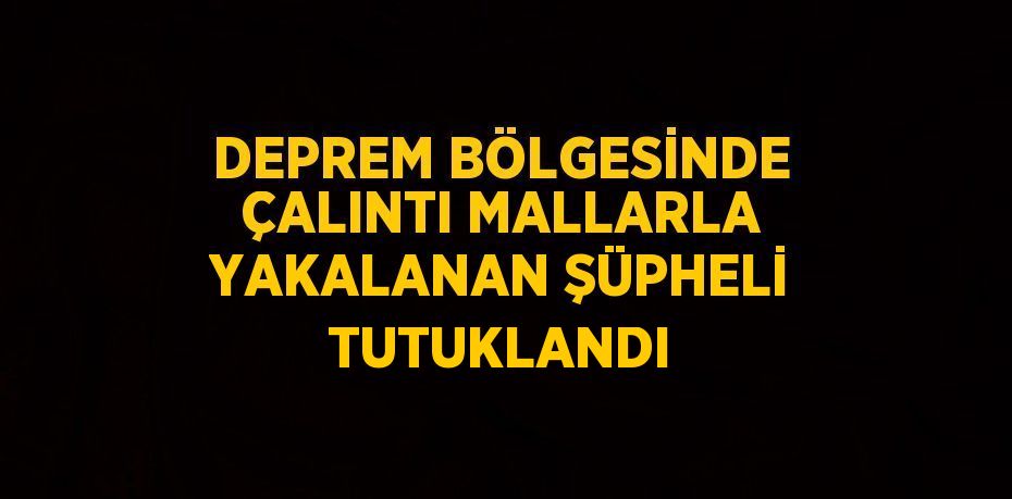 DEPREM BÖLGESİNDE ÇALINTI MALLARLA YAKALANAN ŞÜPHELİ TUTUKLANDI