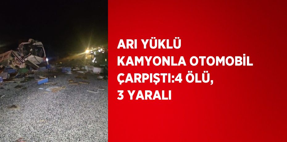 ARI YÜKLÜ KAMYONLA OTOMOBİL ÇARPIŞTI:4 ÖLÜ, 3 YARALI