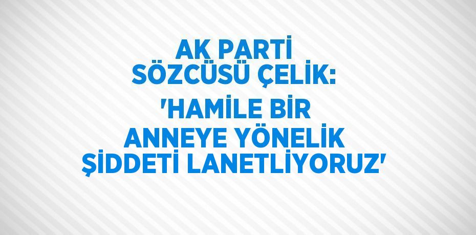 AK PARTİ SÖZCÜSÜ ÇELİK: 'HAMİLE BİR ANNEYE YÖNELİK ŞİDDETİ LANETLİYORUZ'