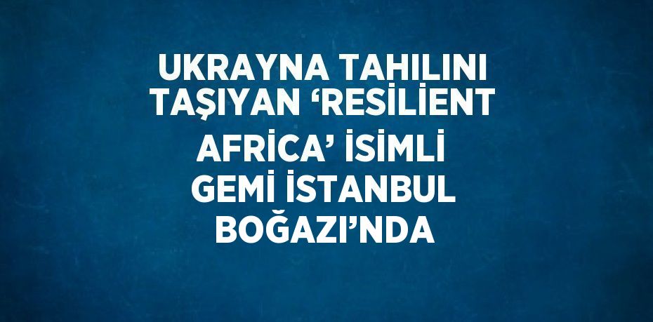 UKRAYNA TAHILINI TAŞIYAN ‘RESİLİENT AFRİCA’ İSİMLİ GEMİ İSTANBUL BOĞAZI’NDA