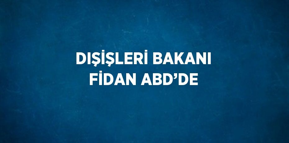 DIŞİŞLERİ BAKANI FİDAN ABD’DE