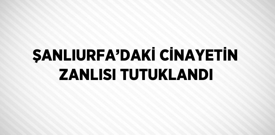 ŞANLIURFA’DAKİ CİNAYETİN ZANLISI TUTUKLANDI