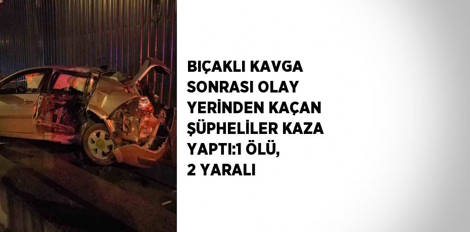 BIÇAKLI KAVGA SONRASI OLAY YERİNDEN KAÇAN ŞÜPHELİLER KAZA YAPTI:1 ÖLÜ, 2 YARALI