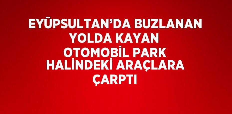 EYÜPSULTAN’DA BUZLANAN YOLDA KAYAN OTOMOBİL PARK HALİNDEKİ ARAÇLARA ÇARPTI