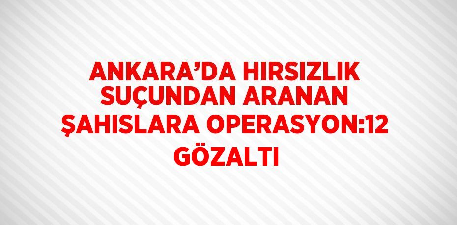 ANKARA’DA HIRSIZLIK SUÇUNDAN ARANAN ŞAHISLARA OPERASYON:12 GÖZALTI