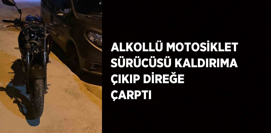 ALKOLLÜ MOTOSİKLET SÜRÜCÜSÜ KALDIRIMA ÇIKIP DİREĞE ÇARPTI