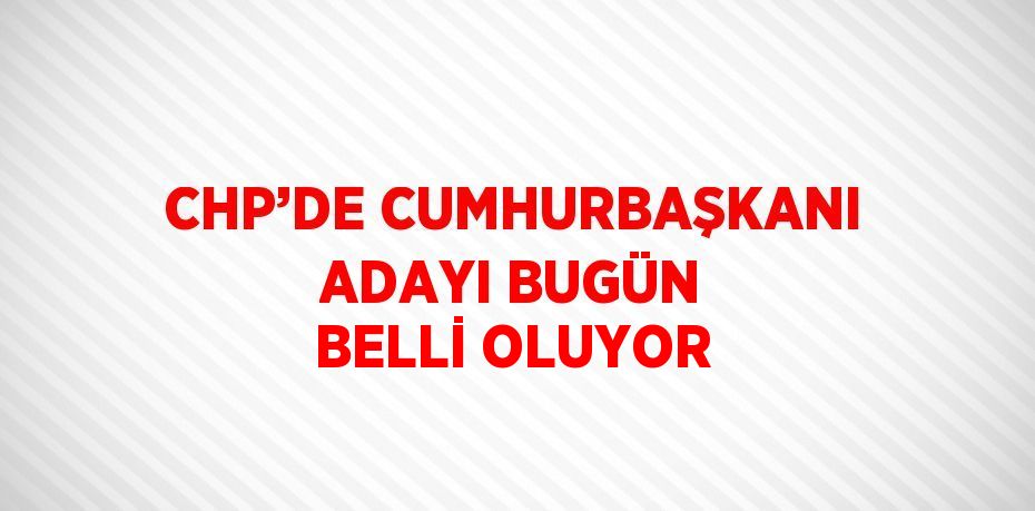 CHP’DE CUMHURBAŞKANI ADAYI BUGÜN BELLİ OLUYOR