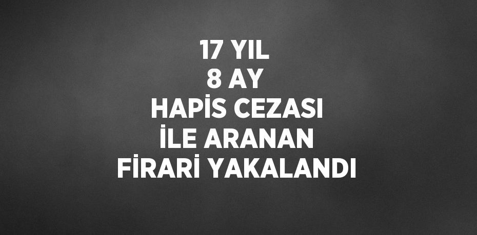 17 YIL 8 AY HAPİS CEZASI İLE ARANAN FİRARİ YAKALANDI