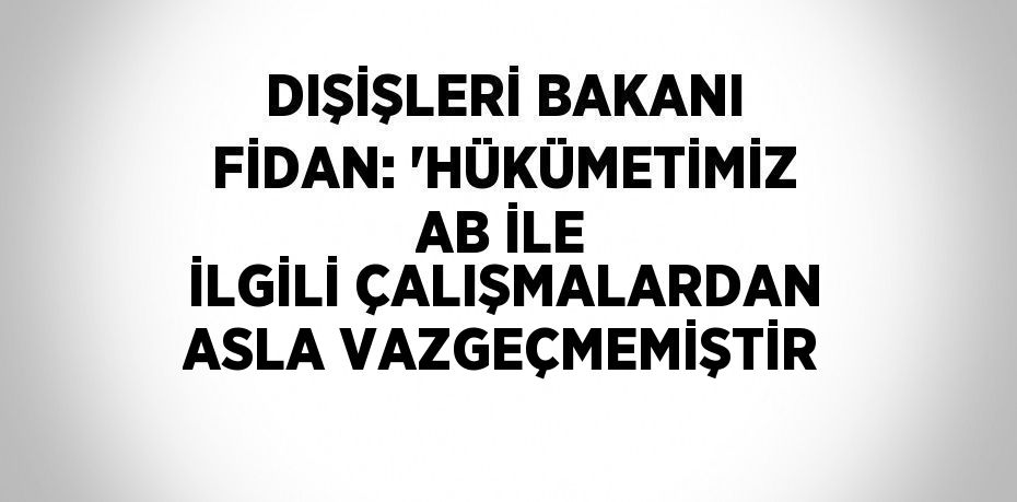 DIŞİŞLERİ BAKANI FİDAN: 'HÜKÜMETİMİZ AB İLE İLGİLİ ÇALIŞMALARDAN ASLA VAZGEÇMEMİŞTİR