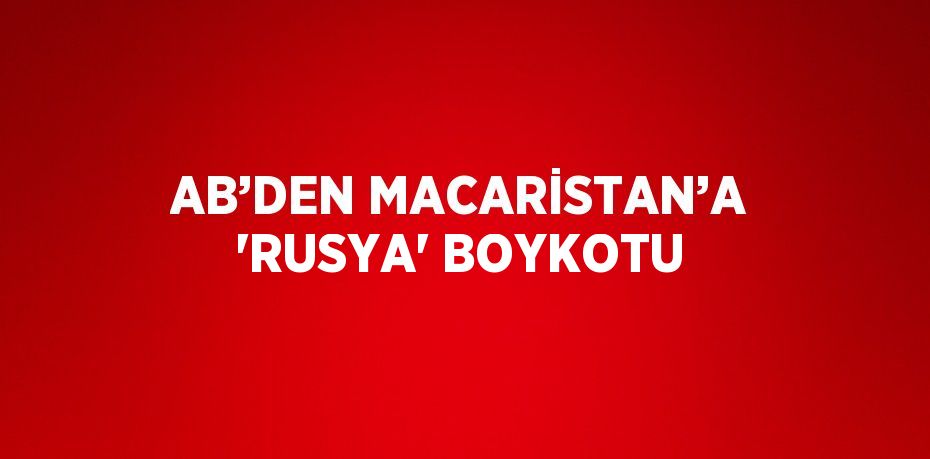 AB’DEN MACARİSTAN’A 'RUSYA' BOYKOTU