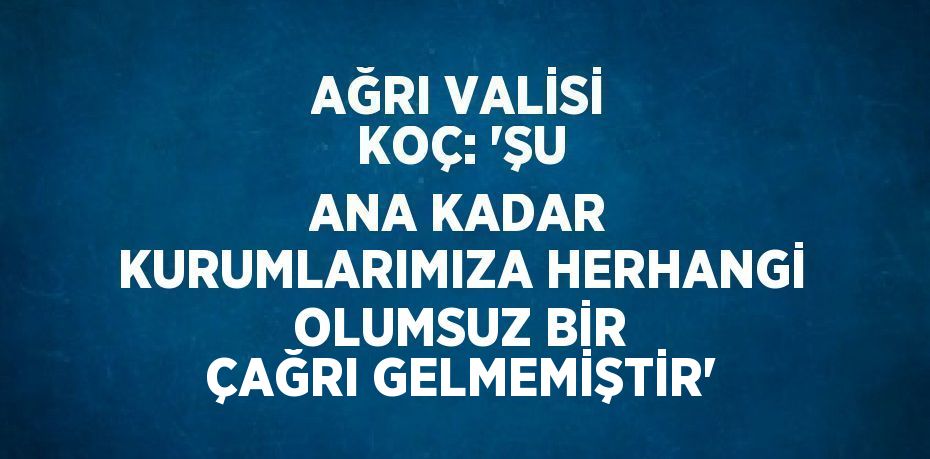 AĞRI VALİSİ KOÇ: 'ŞU ANA KADAR KURUMLARIMIZA HERHANGİ OLUMSUZ BİR ÇAĞRI GELMEMİŞTİR'