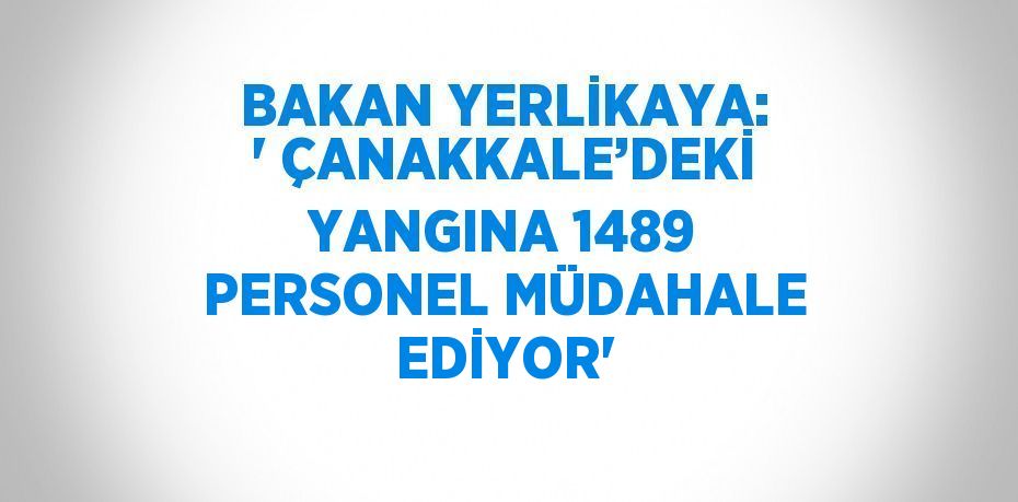 BAKAN YERLİKAYA: ' ÇANAKKALE’DEKİ YANGINA 1489 PERSONEL MÜDAHALE EDİYOR'