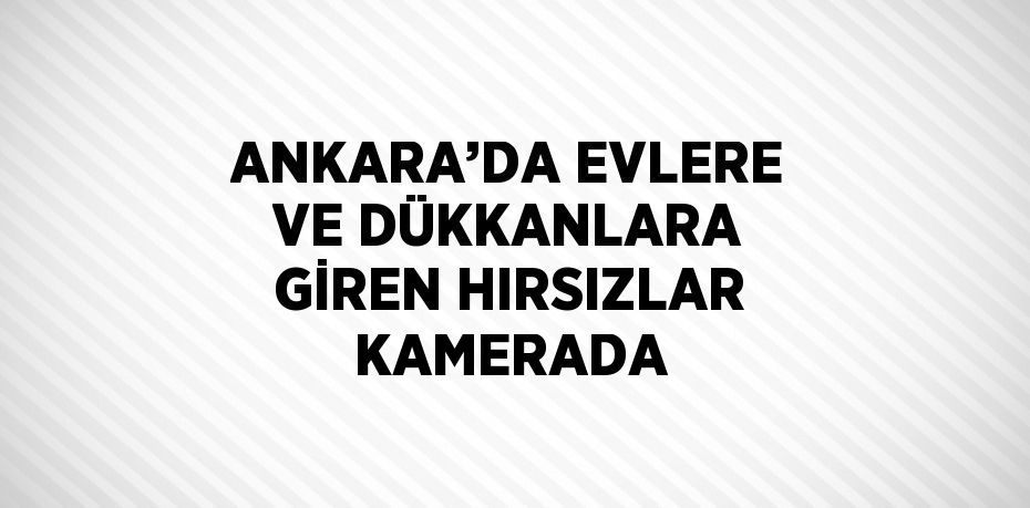 ANKARA’DA EVLERE VE DÜKKANLARA GİREN HIRSIZLAR KAMERADA