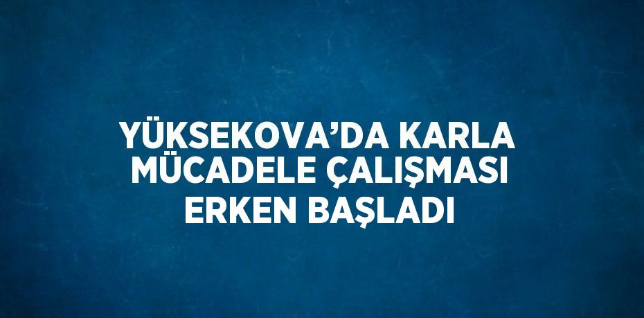 YÜKSEKOVA’DA KARLA MÜCADELE ÇALIŞMASI ERKEN BAŞLADI