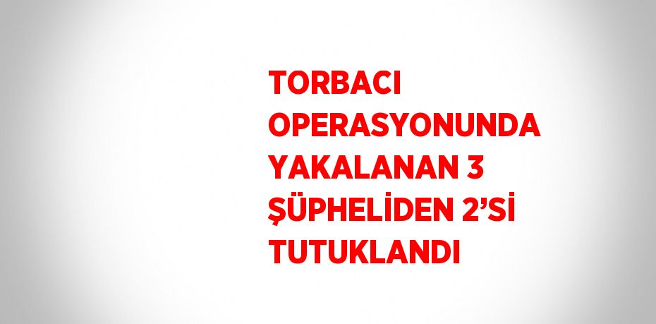 TORBACI OPERASYONUNDA YAKALANAN 3 ŞÜPHELİDEN 2’Sİ TUTUKLANDI