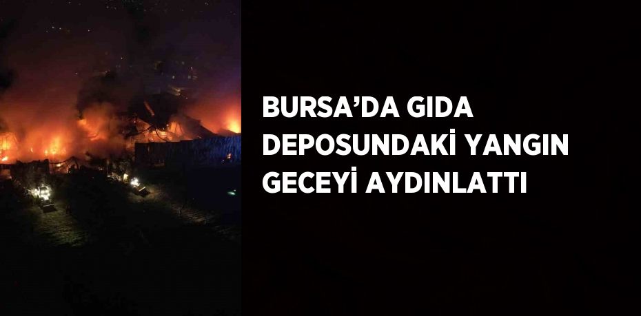 BURSA’DA GIDA DEPOSUNDAKİ YANGIN GECEYİ AYDINLATTI