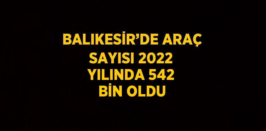 BALIKESİR’DE ARAÇ SAYISI 2022 YILINDA 542 BİN OLDU